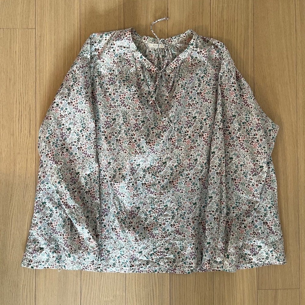 6397 Oversized Floral Peasant Top | Small | Lightweight Cotton